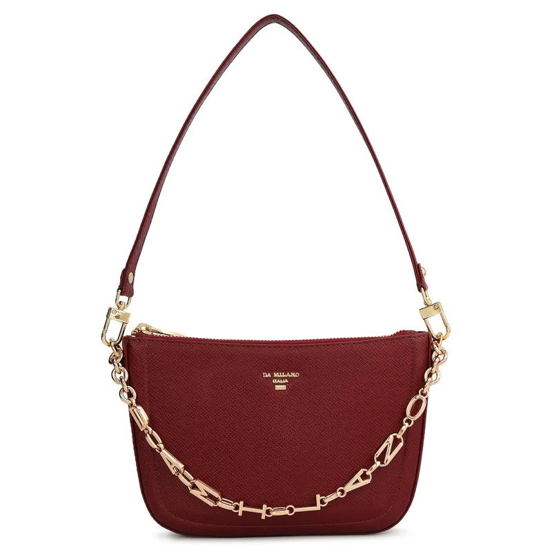 Da Milano Small Franzy Leather Baguette - Cherry